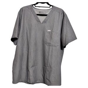 FIGS Technical Collection Men's Gray V-Neck Scrub Top Size 2X